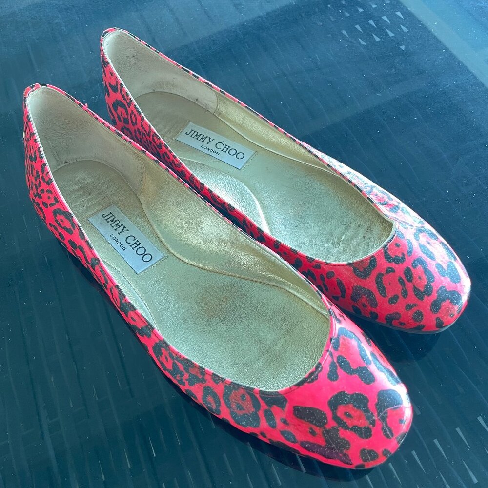 Pink Leopard Print Women's Ballet Jimmy Choos.  Women's Size 7